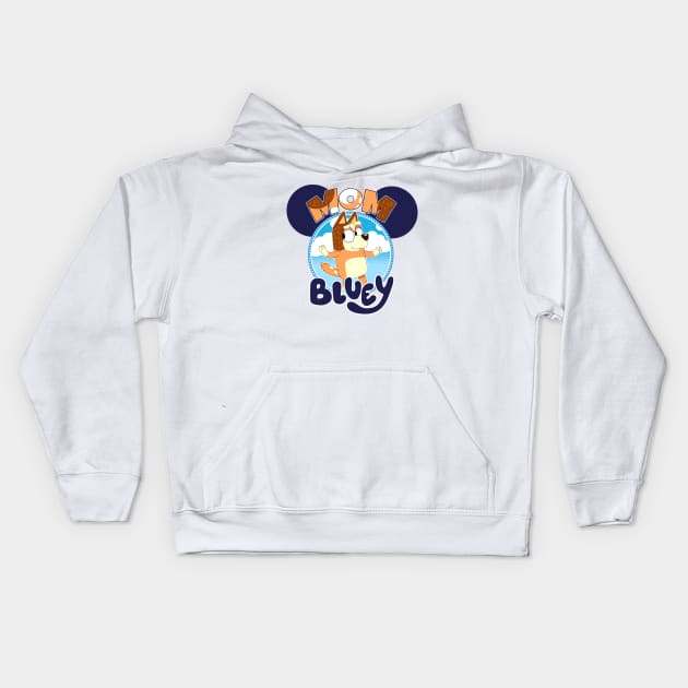 Bluey and Bingo mom Family Birthday Kids Party Kids Hoodie by Justine Nolanz